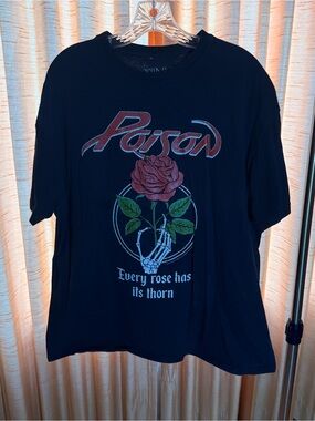 Tilly's Black Poison Graphic Tee with Red Rose